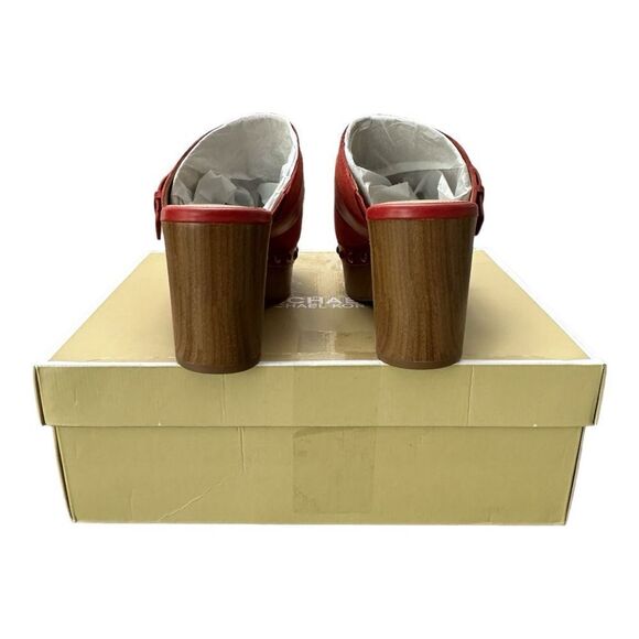 Michael Kors Red Suede Wood-Platform Clogs - Picture 6 of 10